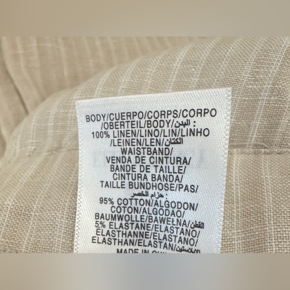 Ellen Tracy Linen Drawstring Pants | Size Small | Coastal Beige Wide Leg - Picture 8 of 8